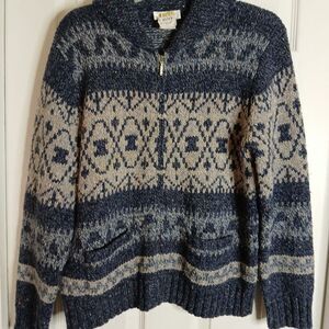 Vintage Woman's Talbots Wool Blend Nordic Full Zip Cardigan Size Medium